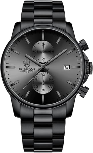 GOLDEN HOUR Fashion Business Mens Watches with Stainless Steel Waterproof Chronograph Quartz Watch for Men, Auto Date