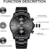GOLDEN HOUR Fashion Business Mens Watches with Stainless Steel Waterproof Chronograph Quartz Watch for Men, Auto Date - Image 4